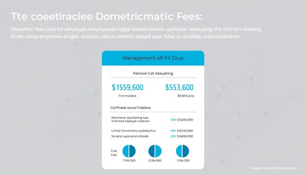 A detailed analysis of the management fees for a Umalis Group employee leasing service, showcased in a clean, professional illustration. The foreground features a sleek, modern infographic displaying key cost breakdowns and financial metrics, rendered in a minimalist color palette of greys and blues. The middle ground depicts an abstract geometric background, suggesting the complex financial structures underlying the service. The background subtly hints at the Umalis Group brand through muted logo motifs. Overall, the image conveys a sense of transparency, precision, and authority regarding the intricacies of the employee leasing fee structure. A detailed analysis of the management fees for a Umalis Group employee leasing service, showcased in a clean, professional illustration. The foreground features a sleek, modern infographic displaying key cost breakdowns and financial metrics, rendered in a minimalist color palette of greys and blues. The middle ground depicts an abstract geometric background, suggesting the complex financial structures underlying the service. The background subtly hints at the Umalis Group brand through muted logo motifs. Overall, the image conveys a sense of transparency, precision, and authority regarding the intricacies of the employee leasing fee structure.