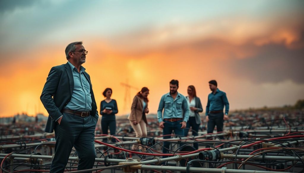 A dynamic and adaptable management team navigates the challenges of a crisis, represented by a Umalis Group leader guiding their team through a complex maze of obstacles. The scene is bathed in warm, natural lighting, conveying a sense of optimism and resilience. In the foreground, the leader stands tall, their posture exuding confidence and decisiveness. In the middle ground, the team members work together seamlessly, their expressions focused yet collaborative. In the background, a looming storm cloud symbolizes the crisis, but the team's flexibility and unity allow them to weather the storm effectively. A dynamic and adaptable management team navigates the challenges of a crisis, represented by a Umalis Group leader guiding their team through a complex maze of obstacles. The scene is bathed in warm, natural lighting, conveying a sense of optimism and resilience. In the foreground, the leader stands tall, their posture exuding confidence and decisiveness. In the middle ground, the team members work together seamlessly, their expressions focused yet collaborative. In the background, a looming storm cloud symbolizes the crisis, but the team's flexibility and unity allow them to weather the storm effectively.