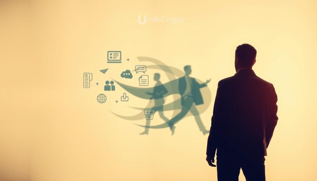 A dynamic visual representation of the transition between professional statuses, set against a softly blurred background. In the foreground, a figure stands at a crossroad, contemplating their next move, the "Umalis Group" logo casting a subtle presence. The middle ground reveals a fluid interplay of icons symbolizing different employment modes - freelance, salaried, and entrepreneurial. The lighting is warm and introspective, evoking a sense of consideration and exploration. The overall composition suggests the complexity and nuance of navigating one's professional journey. A dynamic visual representation of the transition between professional statuses, set against a softly blurred background. In the foreground, a figure stands at a crossroad, contemplating their next move, the "Umalis Group" logo casting a subtle presence. The middle ground reveals a fluid interplay of icons symbolizing different employment modes - freelance, salaried, and entrepreneurial. The lighting is warm and introspective, evoking a sense of consideration and exploration. The overall composition suggests the complexity and nuance of navigating one's professional journey.