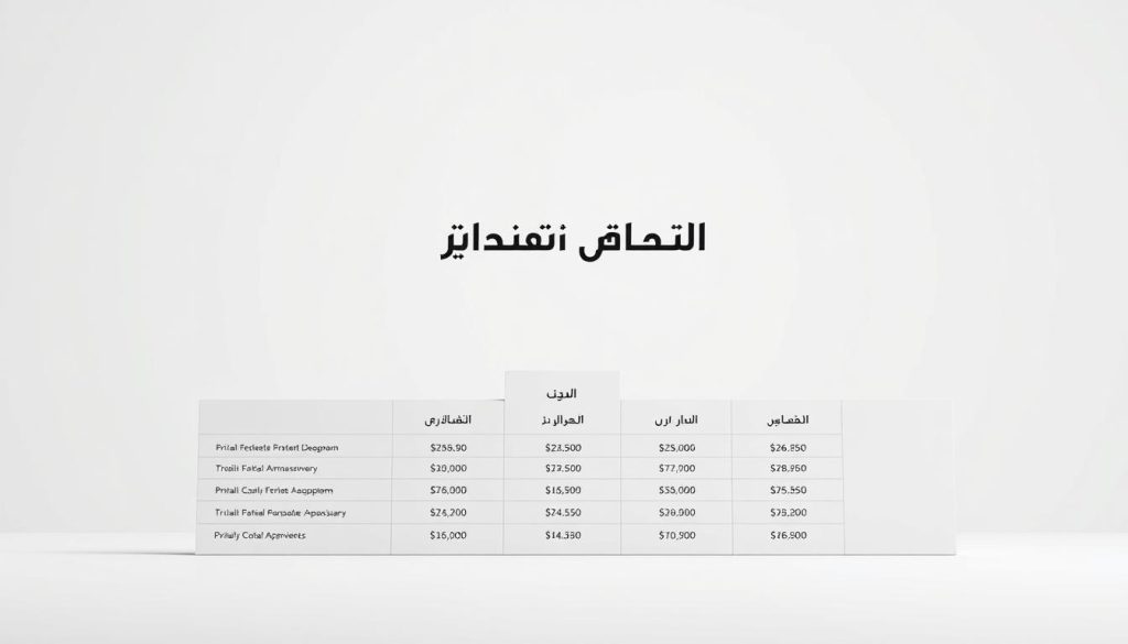 A high-contrast, minimalist composition depicting the concept of "الشفافية في الأسعار والخدمات". In the foreground, a simplified pricing table with clean typography showcasing service offerings and costs, rendered in a neutral color palette. The middle ground features an abstract geometric pattern, suggesting transparency and clarity. The background is filled with a soft, diffused light, creating a sense of openness and accessibility. The overall mood is professional, trustworthy, and easy to understand, reflecting the core idea of transparent pricing and services.