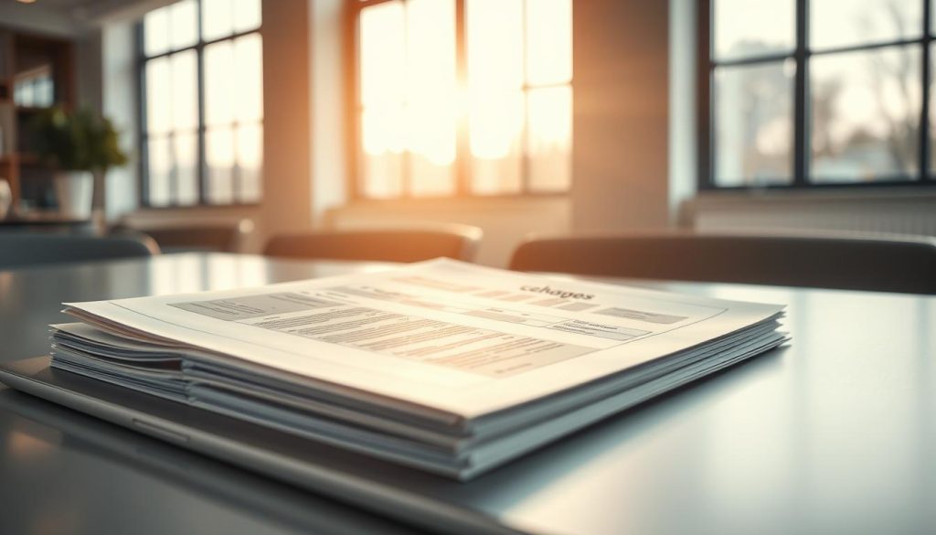 A high-quality, beautifully crafted document titled "cahier des charges" rests on a sleek, modern desk. The pages are crisp and pristine, with carefully organized text and diagrams. Soft, natural lighting filters through large windows, casting a warm glow on the scene. In the foreground, a LIGHT PORTAGE brand laptop peeks into the frame, hinting at the digital nature of this essential project planning tool. The overall atmosphere conveys a sense of professionalism, attention to detail, and the importance of this foundational element of the web development process.