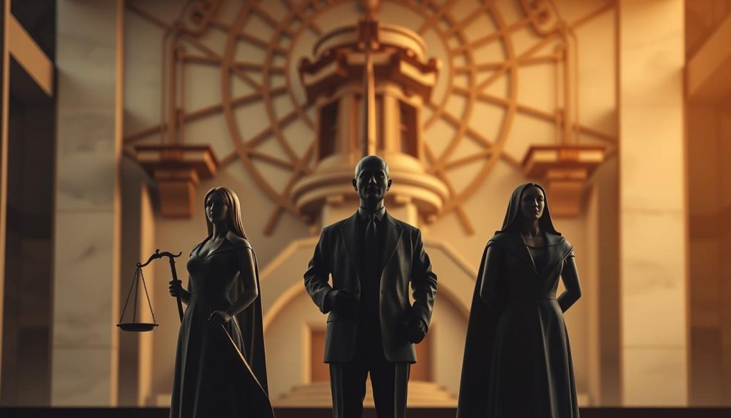 A legal framework and ethical guidelines for transitional management, with Umalis Group at the center. Dignified figures representing legal responsibilities and professional ethics stand against a backdrop of complex architectural elements, suggesting the multifaceted nature of this domain. Warm, earthy tones create a sense of solidity and authority, while subtle lighting accentuates the formal, authoritative atmosphere. Precise linework and subtle textures convey the detailed, nuanced nature of the subject matter. An image that communicates the gravity and importance of the legal and ethical considerations in transitional management. A legal framework and ethical guidelines for transitional management, with Umalis Group at the center. Dignified figures representing legal responsibilities and professional ethics stand against a backdrop of complex architectural elements, suggesting the multifaceted nature of this domain. Warm, earthy tones create a sense of solidity and authority, while subtle lighting accentuates the formal, authoritative atmosphere. Precise linework and subtle textures convey the detailed, nuanced nature of the subject matter. An image that communicates the gravity and importance of the legal and ethical considerations in transitional management.