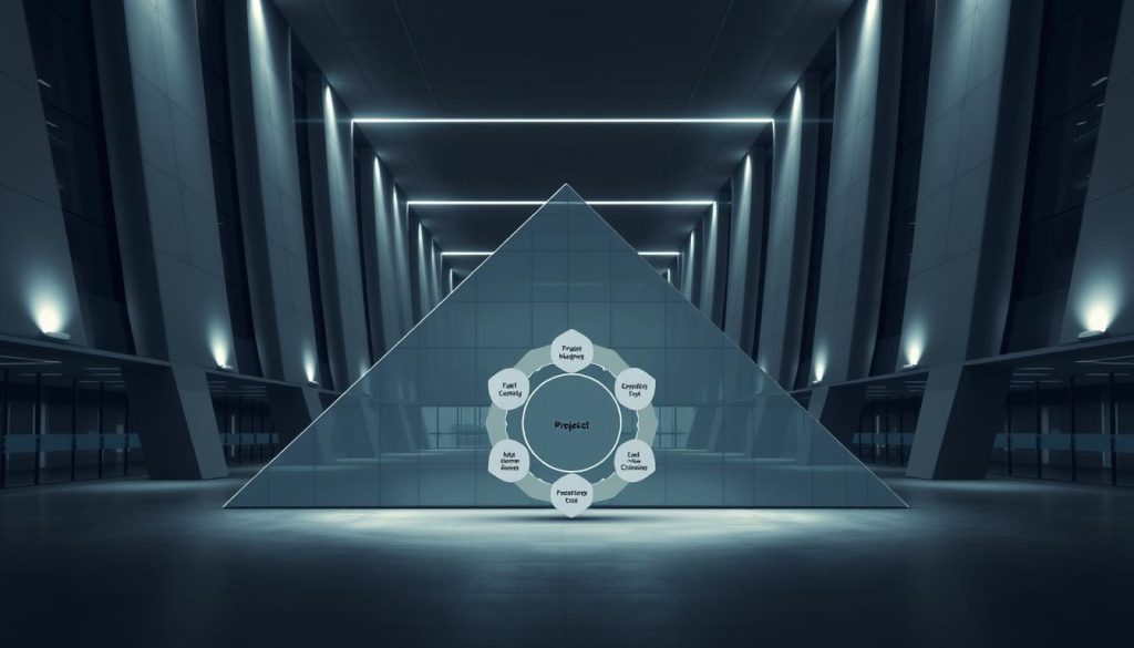 A meticulously crafted project management methodology unfolds, showcasing the Umalis Group's expertise. Against a backdrop of sleek, minimalist architecture, geometric shapes and lines converge, representing the structured approach. In the foreground, a central visual diagram illustrates the key phases - initiation, planning, execution, monitoring, and closure - captured in a seamless, cohesive flow. Subtle lighting casts a professional, authoritative tone, while a muted color palette of grays, blues, and whites conveys a sense of efficiency and control. This image eloquently encapsulates the sophisticated, disciplined nature of Umalis Group's project management methodologies.