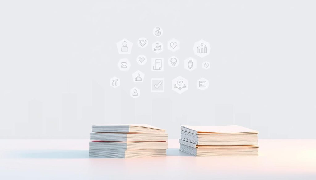 A modern and minimalist illustration of "social benefits and legal framework" for the Umalis Group. A clean, elegant layout with geometric shapes and pastel colors. In the foreground, a stack of stylized documents and legal papers, representing the legal aspects. In the middle, abstract icons and symbols denoting various social benefits such as healthcare, retirement, and work-life balance. In the background, a subtle cityscape or office environment, hinting at the professional context. Soft, diffused lighting creates a calm, professional atmosphere. The overall design is visually striking yet uncluttered, effectively communicating the key concepts.