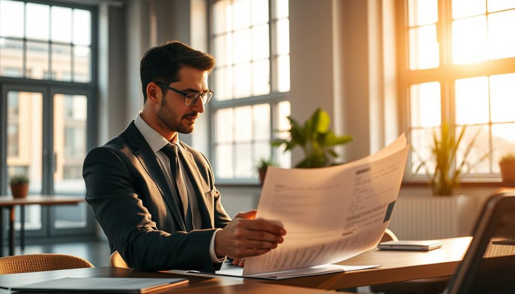 A modern office scene depicting a consultant reviewing paperwork on social protection optimization in the context of Umalis Group's salarial portage services. Warm lighting from large windows illuminates the workspace, with a clean, minimalist aesthetic. The consultant, smartly dressed, is engrossed in studying relevant documents, showcasing the practical guidance and expertise Umalis Group provides to clients navigating the complexities of social protection in salarial portage. The overall mood is one of professionalism, diligence, and a commitment to empowering Umalis Group's clientele. A modern office scene depicting a consultant reviewing paperwork on social protection optimization in the context of Umalis Group's salarial portage services. Warm lighting from large windows illuminates the workspace, with a clean, minimalist aesthetic. The consultant, smartly dressed, is engrossed in studying relevant documents, showcasing the practical guidance and expertise Umalis Group provides to clients navigating the complexities of social protection in salarial portage. The overall mood is one of professionalism, diligence, and a commitment to empowering Umalis Group's clientele.