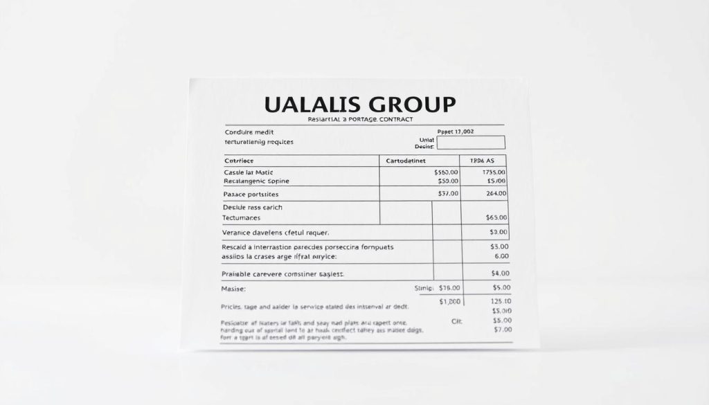A neatly organized pay slip showcasing the key elements of a salarial portage contract, presented against a clean, professional background. The document is prominently displayed, with a focus on the UMALIS GROUP branding, highlighting their expertise in this domain. The lighting is soft and diffused, creating a sense of clarity and precision. The overall mood is one of reliable financial management and transparent compensation practices, aligning with the article's subject matter.
