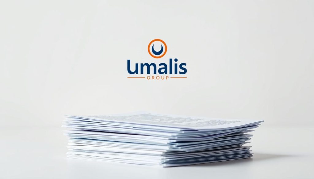A professional, high-quality photograph of a legal framework for multiple activities, set against a clean, minimalist background. The foreground depicts a stack of legal documents, contracts, and regulations, meticulously arranged to convey a sense of order and structure. The middle ground showcases a Umalis Group logo, prominently displayed to establish the brand's association with the subject matter. The background is a soft, neutral tone, allowing the key elements to stand out clearly. The lighting is soft and even, creating a sense of clarity and professionalism. The overall composition is balanced, with a strong emphasis on the legal and regulatory aspects of the subject matter.