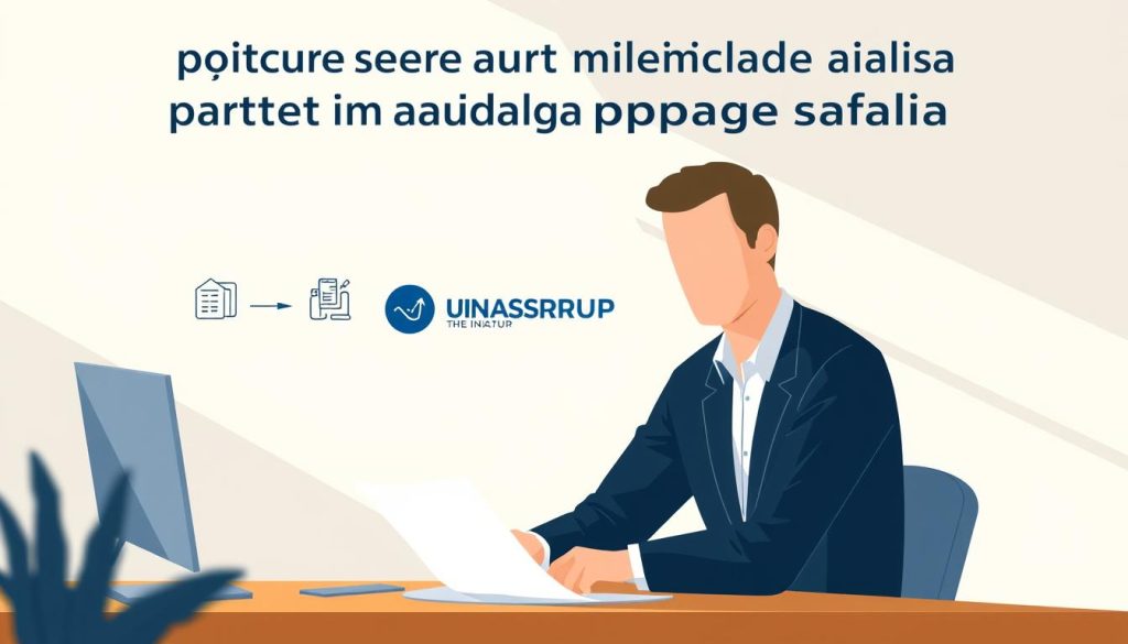 A professional, modern-looking illustration depicting the "procédure arrêt maladie portage salarial" process. Set in a clean, minimalist environment with soft, natural lighting. In the foreground, a person sitting at a desk, focused on filling out medical leave forms. In the middle ground, icons and infographic elements illustrating the key steps of the process. In the background, the UMALIS GROUP logo discreetly displayed, signifying the authoritative source of this information. The overall mood is one of clarity, efficiency, and reassurance for the independent worker navigating this procedure.