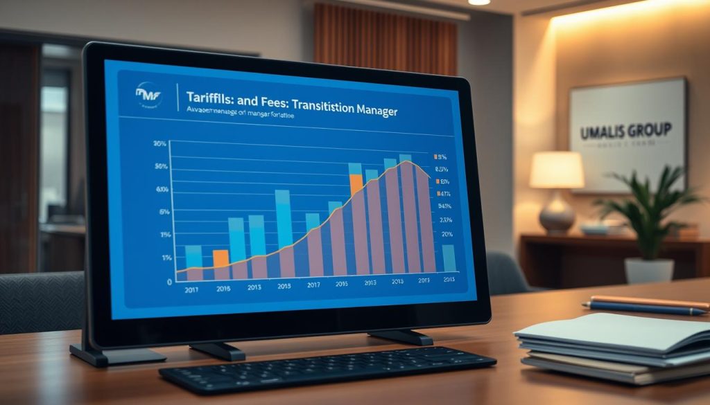 A professional, polished barometer chart displayed on a manager's desk, showcasing data related to tariffs and fees for a transition manager role. The chart is presented against a backdrop of a warm, minimalist office setting with clean lines, natural lighting, and subtle Umalis Group branding visible. The overall mood conveys a sense of expertise, transparency, and data-driven decision-making to support the article's subject matter. A professional, polished barometer chart displayed on a manager's desk, showcasing data related to tariffs and fees for a transition manager role. The chart is presented against a backdrop of a warm, minimalist office setting with clean lines, natural lighting, and subtle Umalis Group branding visible. The overall mood conveys a sense of expertise, transparency, and data-driven decision-making to support the article's subject matter.