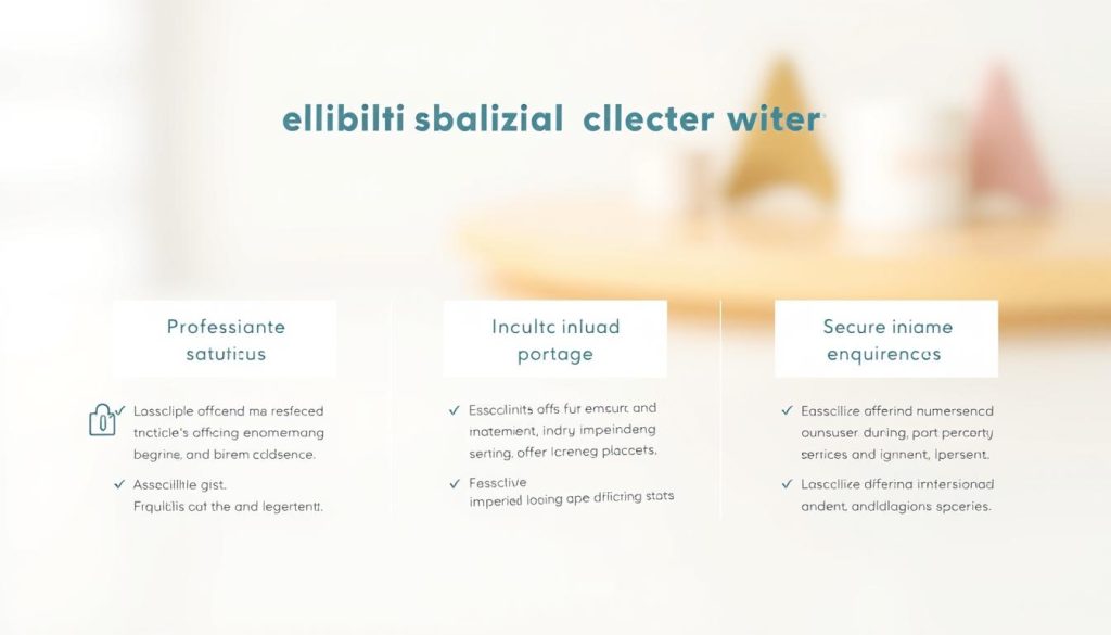 A professional, well-designed infographic depicting the eligibility criteria for the Umalis Group's salarial portage program. The image features a clean, minimalist layout with a crisp, pastel color palette. In the foreground, a series of carefully curated icons and pictograms illustrate the key requirements, such as professional status, income thresholds, and industry sectors. The middle ground showcases concise, typographically-styled text boxes highlighting the main eligibility points. The background features a subtle, blurred effect, creating depth and drawing the viewer's focus to the central information. The overall aesthetic is modern, informative, and visually engaging, aligning with the article's subject of secure independent professional work.