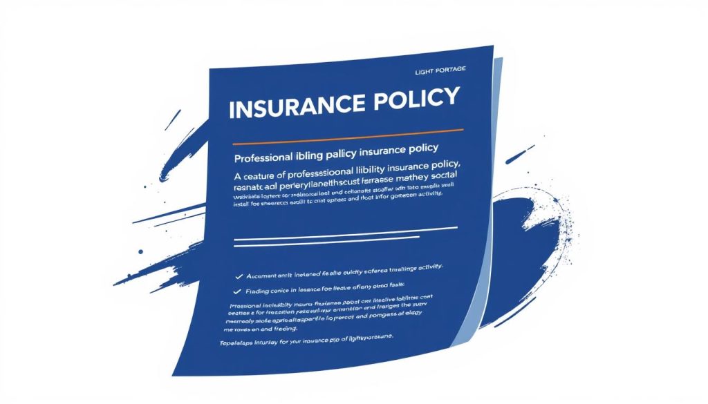 A sleek and modern insurance policy document with the LIGHT PORTAGE brand prominently displayed, showcasing the key features of a professional liability insurance policy for freelancers. The document is rendered in a clean, minimal style with a focus on typography and layout, highlighting the essential information in a visually appealing manner. The background is a soft, neutral tone that provides a calming and professional atmosphere, while the foreground elements, such as the policy details and LIGHT PORTAGE logo, are rendered in a bold and striking manner to draw the viewer's attention. The overall composition conveys a sense of security, reliability, and trust, making it an appropriate illustration for the article section on choosing the best professional liability insurance for freelance activities.