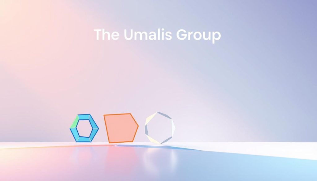 A sleek, minimalist illustration showcasing the core competencies of the Umalis Group. In the foreground, a series of colorful geometric shapes symbolize key skills - strategy, communication, problem-solving. In the middle ground, these shapes coalesce into a seamless whole, suggesting the synergy of the Umalis Group's expertise. The background features a subtle gradient, creating a sense of depth and professionalism. Lighting is soft and diffused, casting a warm glow over the scene. The overall composition conveys the Umalis Group's ability to clearly define and efficiently serve their ideal clientele.