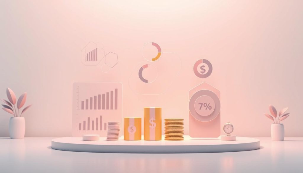 A sleek, minimalist illustration showcasing the optimal strategies for optimizing professional expenses in the context of LIGHT PORTAGE's salaried portage services. A stylized 3D visualization depicting financial graphs, pie charts, and icons representing key fiscal advantages, set against a clean, modern background. Sophisticated lighting and a subtle depth of field enhance the sense of professionalism and authority. The overall mood is one of efficiency, clarity, and a well-thought-out approach to salaried portage taxation.