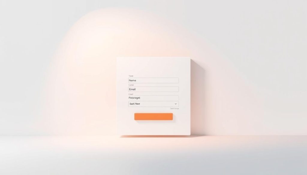 A sleek, minimalist lead capture form design with a clean, modern aesthetic. The form occupies the central foreground, framed by a subtle gradient background that evokes professionalism and trust. The layout is well-structured, with intuitive fields for name, email, and a clear call-to-action button. Soft, directional lighting illuminates the form, creating depth and drawing the viewer's attention. The overall composition conveys a sense of simplicity, efficiency, and conversion-focused design, perfectly suited for a professional lead generation service.
