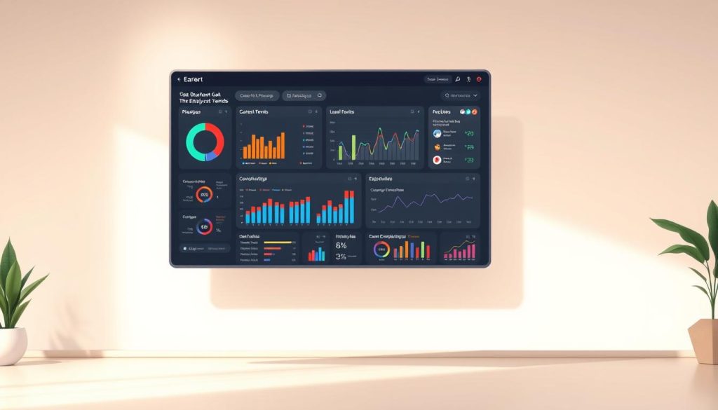 A sleek, modern data visualization dashboard floating in a clean, minimalist workspace. The dashboard displays a range of interactive charts, graphs, and infographics that analyze and forecast employment trends across various industries and job roles. The background is a soft, neutral tone, allowing the data visualizations to take center stage. Warm, directional lighting casts subtle shadows, creating depth and a sense of professionalism. The overall atmosphere conveys a data-driven, forward-looking approach to career planning and development.