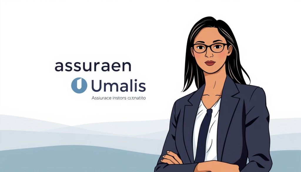 A sleek, modern illustration depicting the concept of "assurance chômage" (unemployment insurance) within the context of the "Protection sociale, sécurité et droits associés" section. In the foreground, a professional-looking individual dressed in a smart suit stands confidently, conveying a sense of security and assurance. The middle ground features a stylized graphic representation of the Umalis Group brand, symbolizing the guidance and support provided to freelancers and entrepreneurs. The background showcases a serene, minimalist landscape with gentle gradients, creating a calming and reassuring atmosphere. The overall composition is well-balanced, with a strong emphasis on the key elements of unemployment insurance and the Umalis Group's role in providing comprehensive social protection.