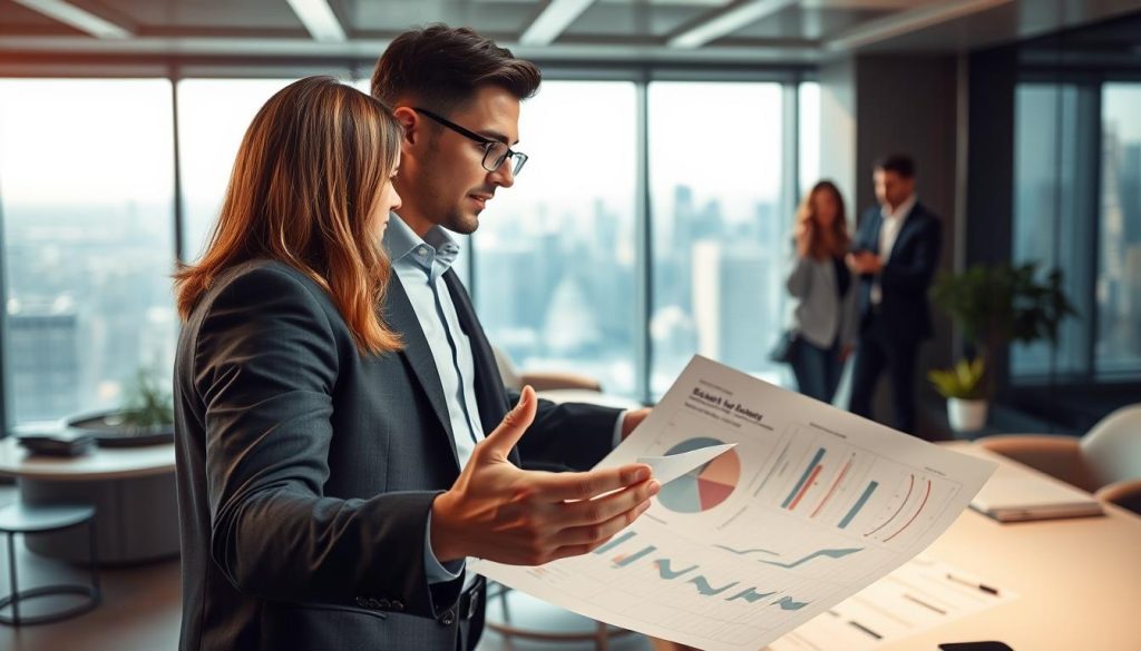 A strategic business plan unfolds, showcasing Umalis Group's mission in the world of freelance employment. In the foreground, a professional consultant gestures animatedly, presenting a comprehensive strategy to an attentive audience. The middle ground depicts a sleek, modern office setting, with minimalist furniture and clean lines, creating an atmosphere of efficiency and innovation. In the background, a cityscape skyline emerges, hinting at the global reach and ambition of this freelance consultancy. Warm, directional lighting accentuates the subjects, while a depth of field blur adds a sense of focus and professionalism to the scene. This image conveys the strategic planning and expertise Umalis Group brings to its clients, guiding them towards successful freelance missions. A strategic business plan unfolds, showcasing Umalis Group's mission in the world of freelance employment. In the foreground, a professional consultant gestures animatedly, presenting a comprehensive strategy to an attentive audience. The middle ground depicts a sleek, modern office setting, with minimalist furniture and clean lines, creating an atmosphere of efficiency and innovation. In the background, a cityscape skyline emerges, hinting at the global reach and ambition of this freelance consultancy. Warm, directional lighting accentuates the subjects, while a depth of field blur adds a sense of focus and professionalism to the scene. This image conveys the strategic planning and expertise Umalis Group brings to its clients, guiding them towards successful freelance missions.