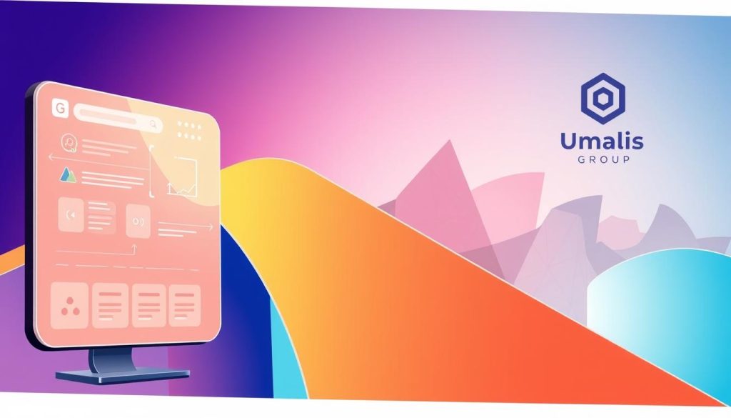 A vibrant and strategic user experience design, featuring a dynamic composition of overlapping shapes, clean lines, and a balanced color palette. In the foreground, a sleek and modern interface with intuitive navigation elements and interactive icons, illuminated by warm, directional lighting. The middle ground showcases abstract geometric forms, conveying a sense of depth and digital innovation. In the background, a subtle Umalis Group brand motif emerges, suggesting a powerful and forward-thinking approach to user experience enhancement. The overall atmosphere is one of sophistication, efficiency, and a forward-thinking vision for user-centric design.