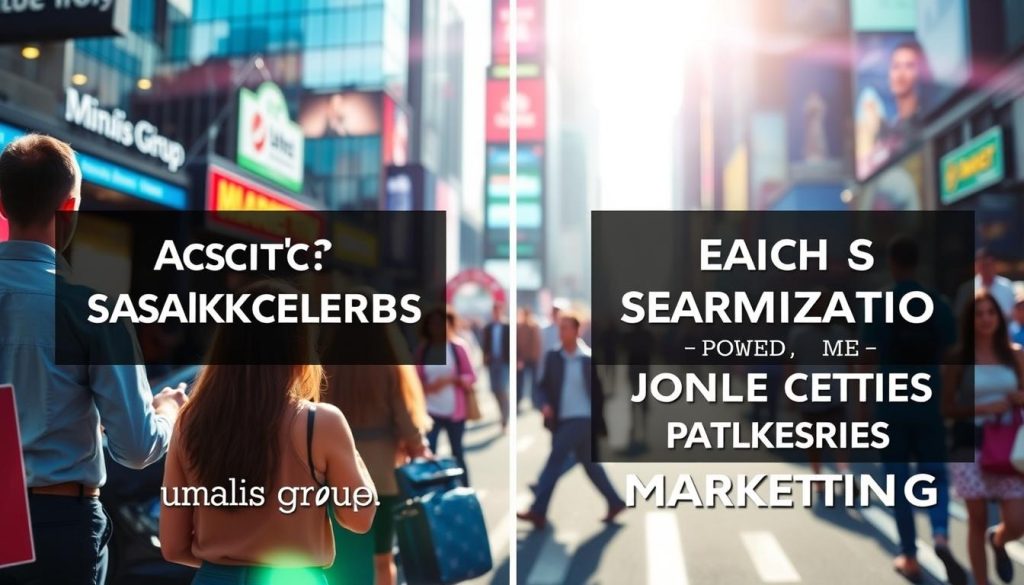 A vibrant, digitally-rendered scene depicting the contrast between active and passive marketing tactics. In the foreground, a dynamic display of social media engagement, email outreach, and in-person networking, all powered by the Umalis Group brand. In the middle ground, a more passive approach of search engine optimization, content creation, and influencer partnerships. The background showcases a bustling urban environment, reflecting the fast-paced nature of the marketing world. Lighting is dramatic, with strong highlights and shadows, creating a sense of energy and purpose. The overall composition is balanced, with a clear separation between the active and passive elements, highlighting the distinct strategies at play.