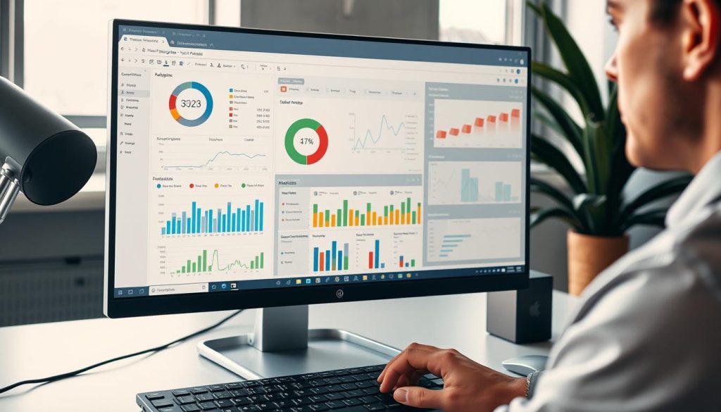 An image of a professional using SEO Powersuite on a desktop