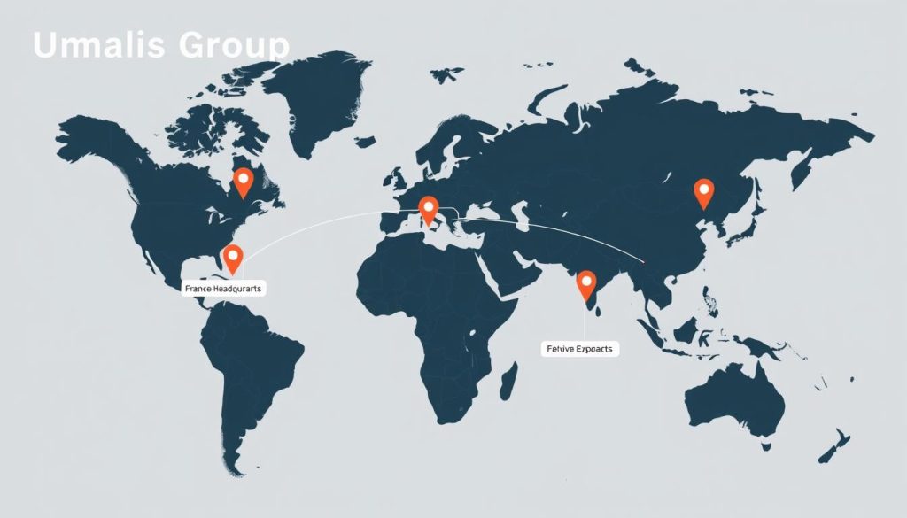 Carte montrant l'expansion internationale d'Umalis Group Carte montrant l'expansion internationale d'Umalis Group
