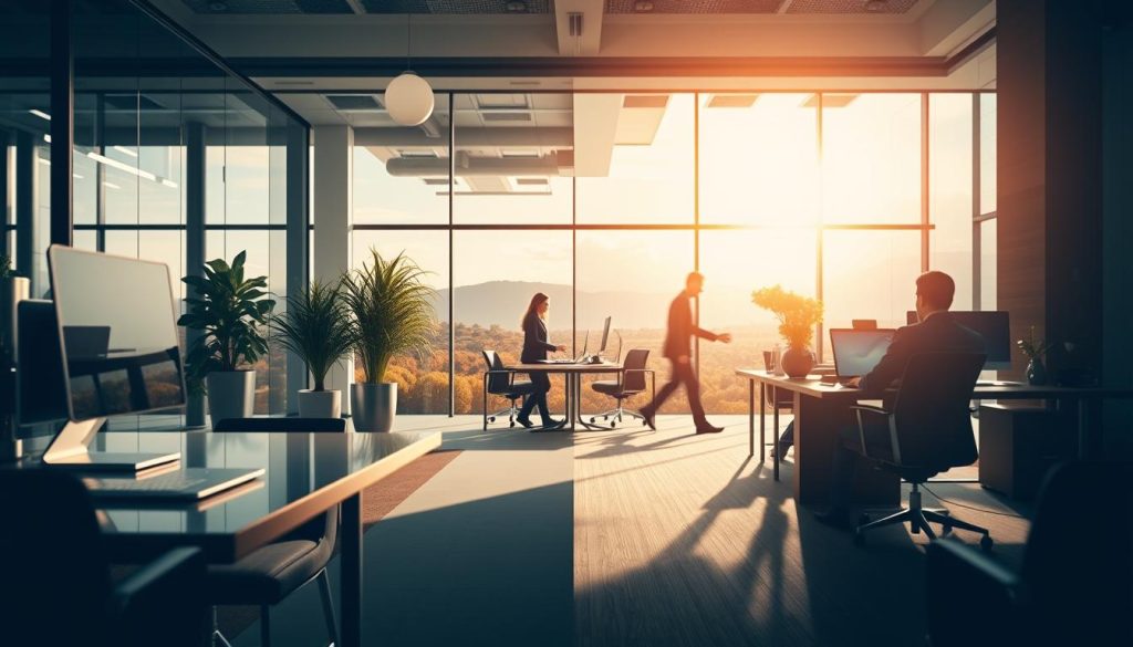 Comparaison portage salarial auto-entrepreneuriat: a captivating juxtaposition of two distinct entrepreneurial paths, captured in a dynamic visual composition. In the foreground, a professional office scene showcases the refined elegance of the Umalis Group's portage salarial model, with sleek technology and polished decor. In the middle ground, a vibrant workspace contrasts the nimble and flexible nature of auto-entrepreneurship, its energy palpable through bold colors and fluid movements. The background blends these narratives, creating a harmonious landscape that invites the viewer to explore the nuances between these complementary business models. Dramatic lighting and a cinematic perspective lend an air of sophistication, guiding the eye towards this critical decision-making process.