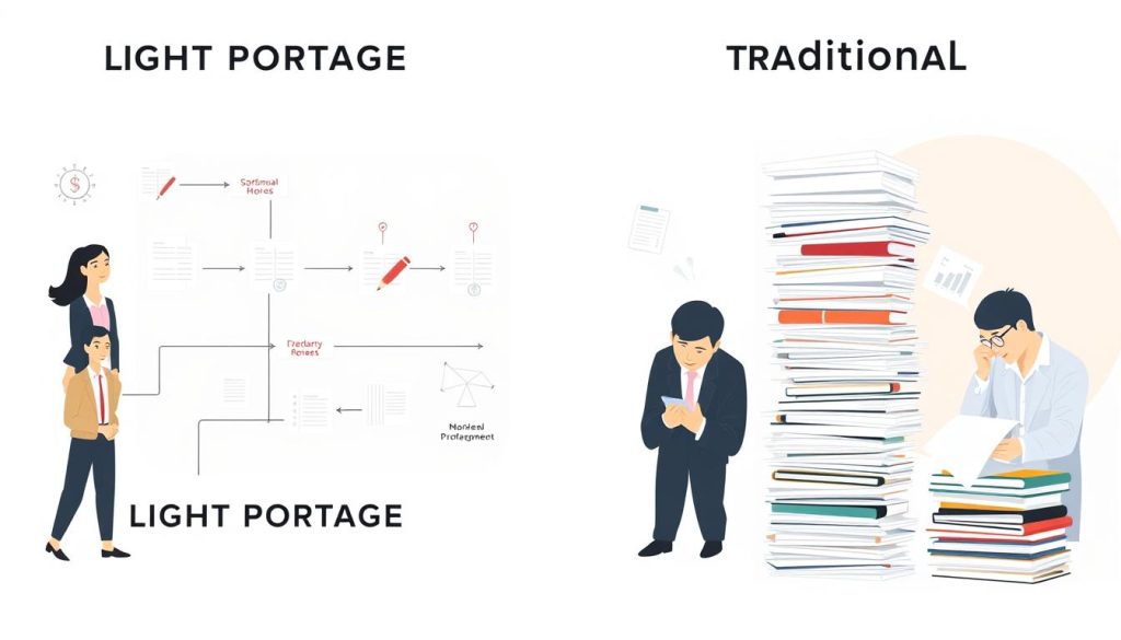 Comparaison visuelle entre LIGHT PORTAGE et le portage salarial traditionnel