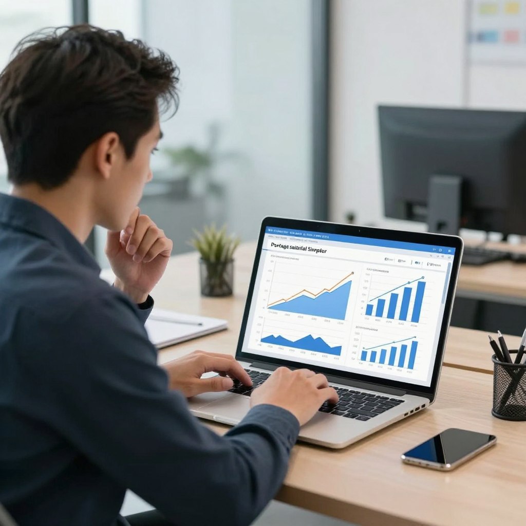 Consultant analysant ses revenus potentiels avec un simulateur de portage salarial