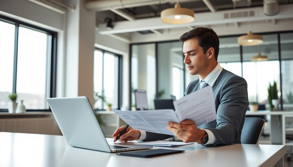 Consultant annotant un brief pour cibler ses compétences