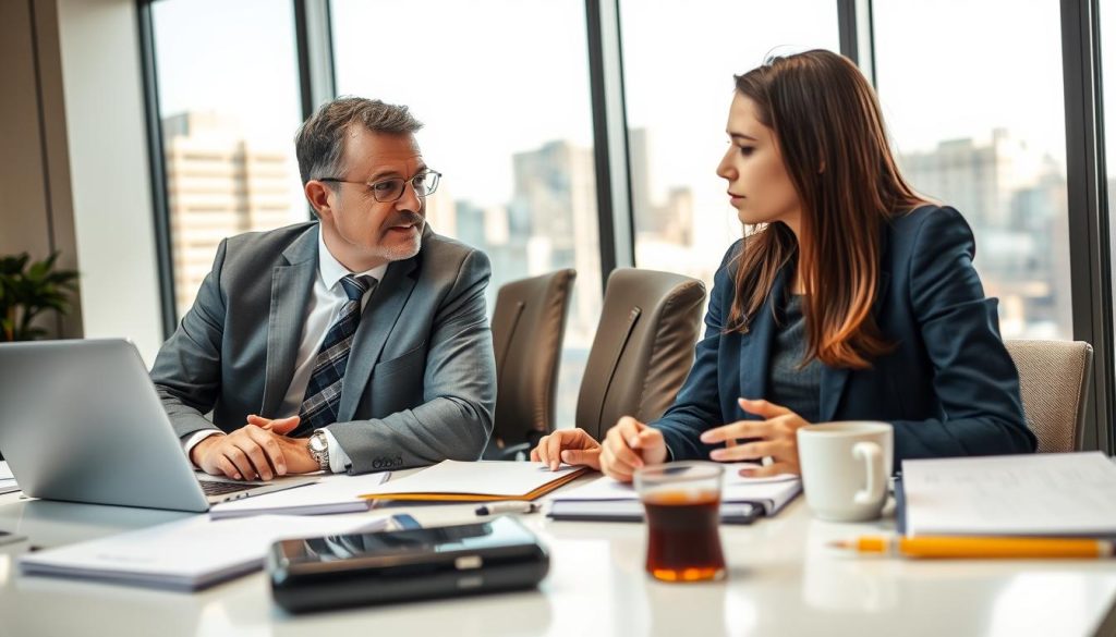 Consultant échange avec une salariée sur ses compétences