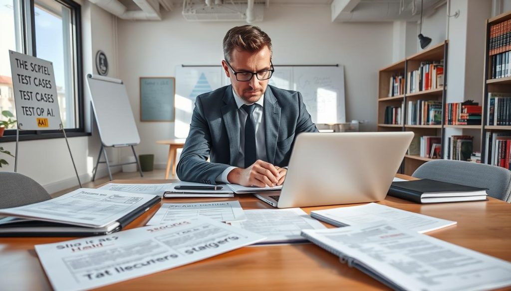 Consultant préparant des cas de test à partir de demandes récurrentes