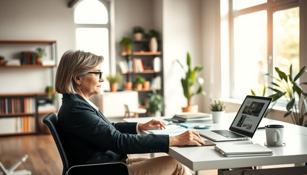 Consultant préparant une démonstration indépendante pour son portfolio freelance