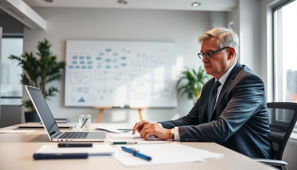 Consultant préparant une procédure de sécurité pour son flux