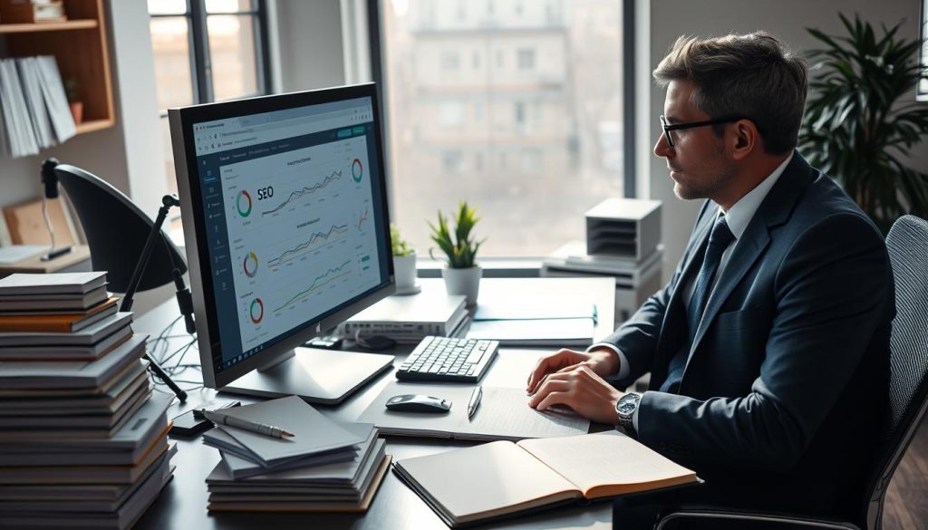 Consultant prépare une fiche de test SEO pour des pages comparables
