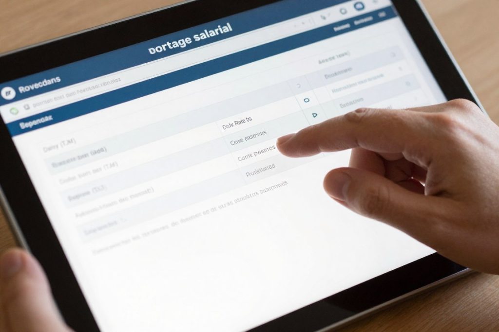 Consultant remplissant les informations dans le simulateur de revenus portage salarial