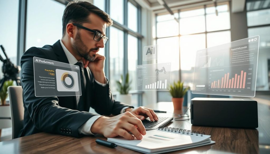 Consultant vérifiant données et comparateur d’une annonce de productivité