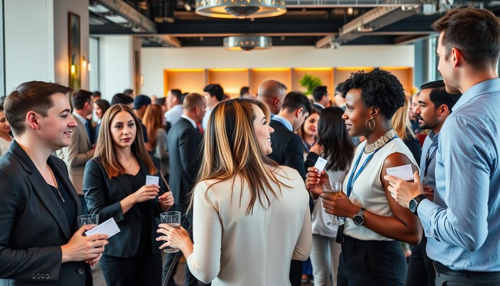 Create an image of a professional networking event