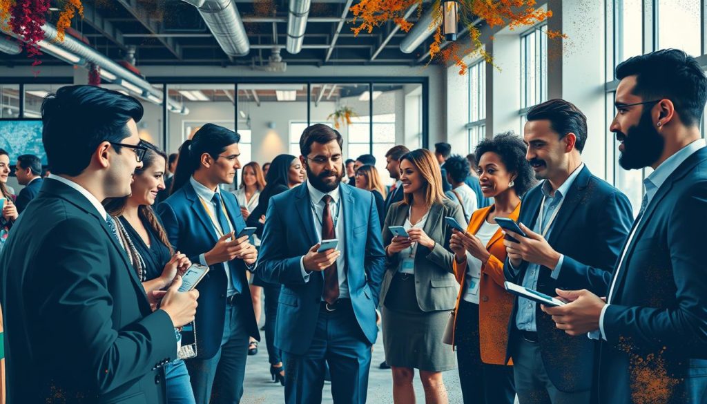 Create an image of a professional networking on LinkedIn