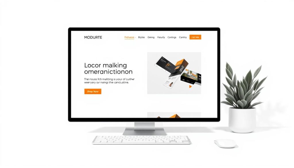 Create an image of a professional website design with clear navigation, white space, and consistent branding elements.
