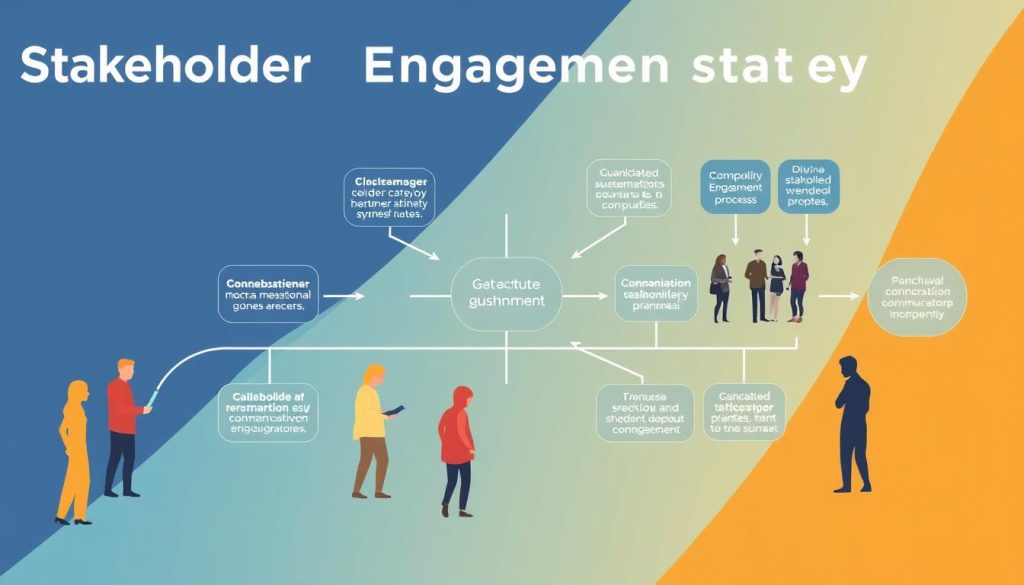 Créer une image représentant une stratégie d'engagement des parties prenantes