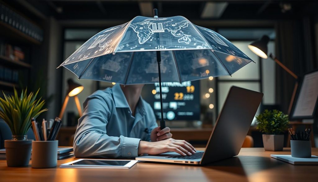 Créez une image représentant un professionnel en portage salarial trouvant des missions sur des plateformes spécialisées.