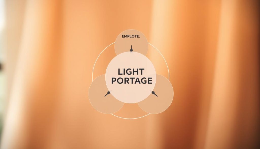 Detailed illustration of a three-part "modèle tripartite portage salarial" structure against a soft, blurred background. The central component features the LIGHT PORTAGE brand name prominently displayed, surrounded by interconnected elements representing the key aspects of the tripartite model - the client, the employee, and the portage salarial company. Warm, muted tones create a professional, informative atmosphere. The composition utilizes a balanced, symmetrical layout to convey the structured nature of the subject matter. Subtle hints of the original article's subject and section title are woven throughout the image.