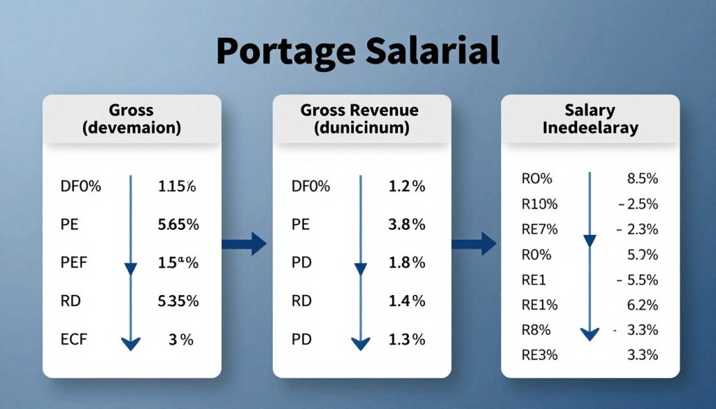 Diagramme explicatif détaillant la transformation du chiffre d'affaires en salaire net en portage salarial