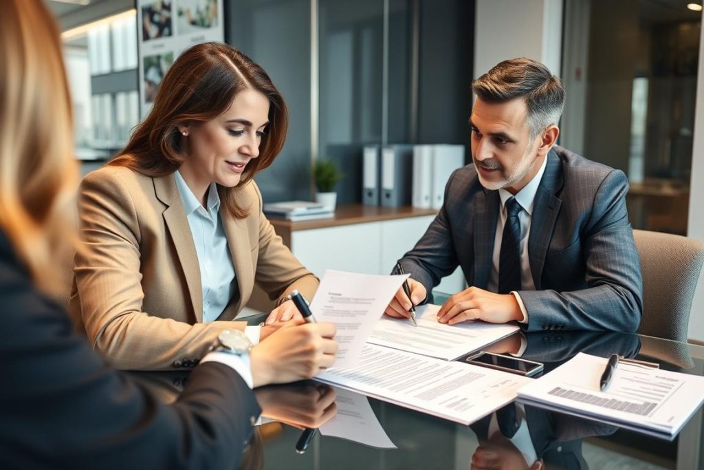 Dirigeant d'entreprise signant un contrat de prestation avec une société de portage salarial