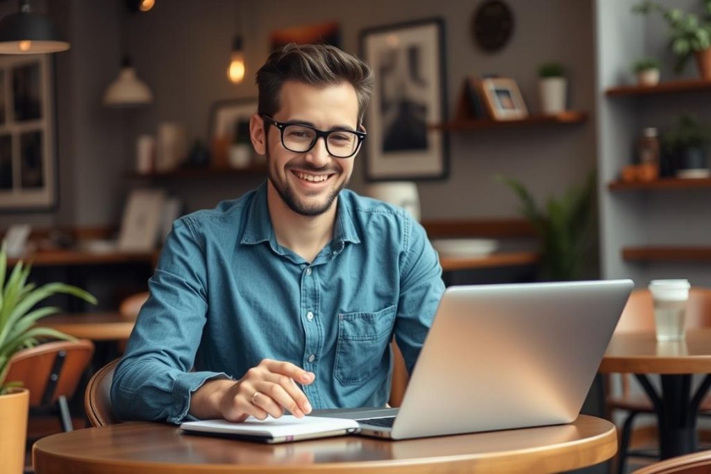 Entrepreneur indépendant profitant de la liberté du portage entrepreneurial