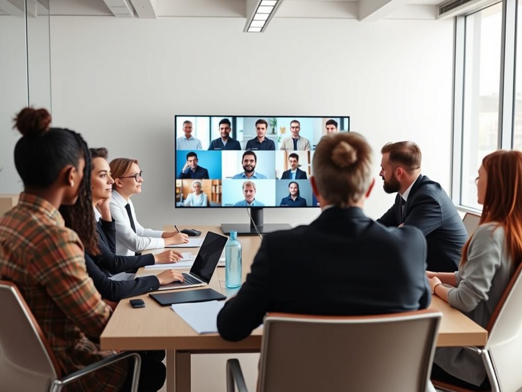 Équipe d'entreprise collaborant avec des freelances via l'agence de freelancing Sysalia