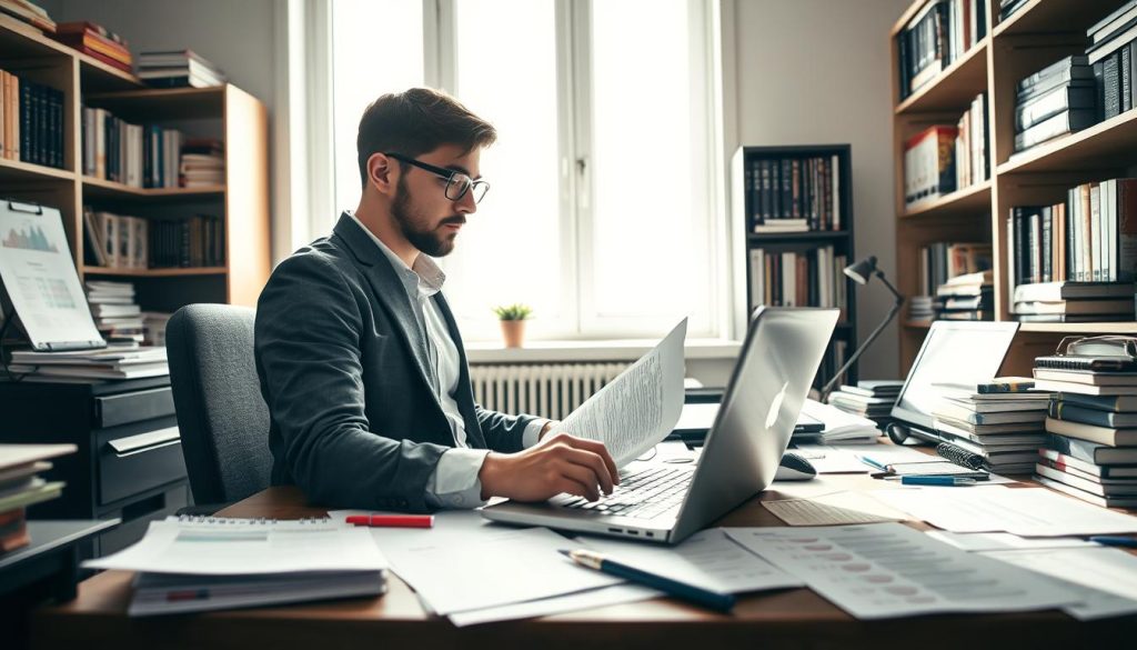 Freelance comparant les réponses écrites avant de signer son assurance Freelance comparant les réponses écrites avant de signer son assurance