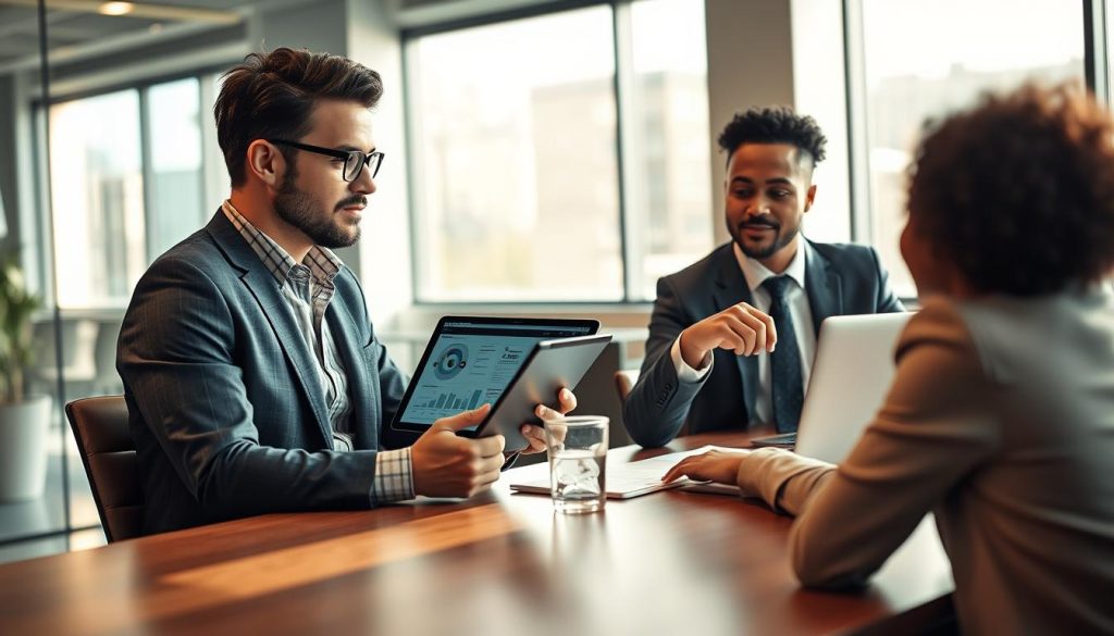 Freelance écoutant un prospect corriger une hypothèse commerciale
