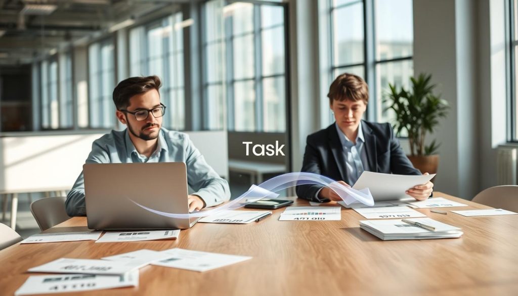 Freelance et client examinant la répartition des tâches