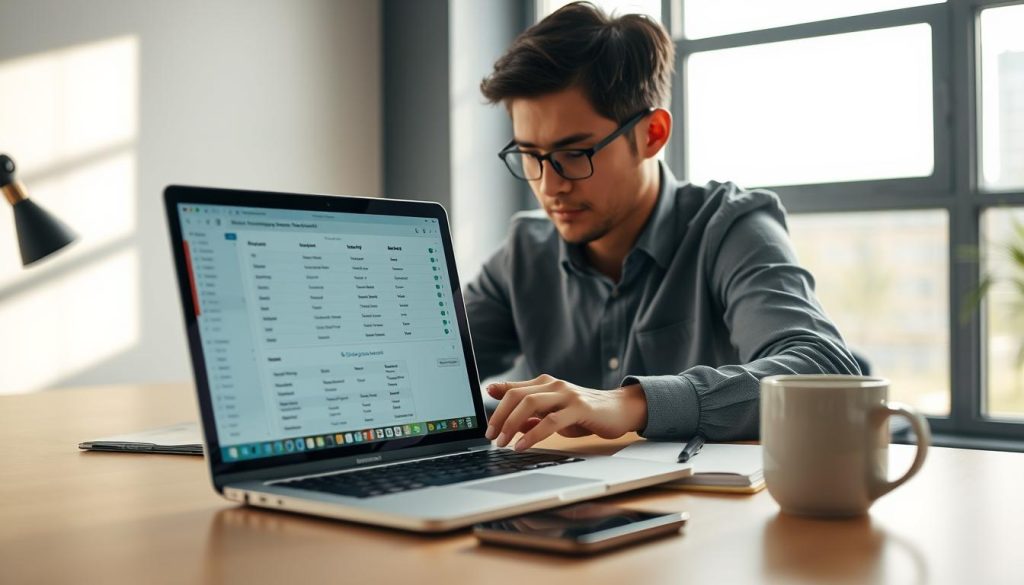 Freelance préparant l’inventaire des données et comptes de mission